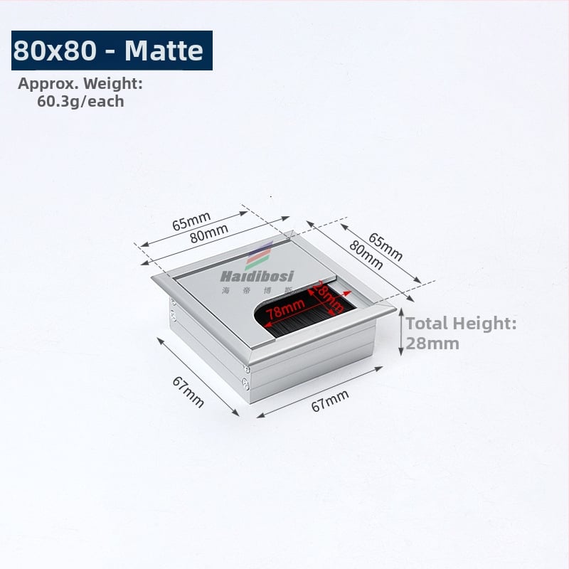 Haidi bos Hdbs kabelių dėžutė su šepetėliu skirta stalo kabelių tvarkymui - aliuminio lydinys, modernus minimalistinis dizainas