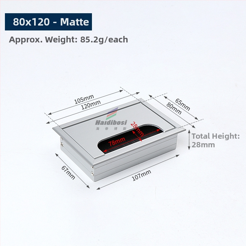 Haidi bos Hdbs kabelių dėžutė su šepetėliu skirta stalo kabelių tvarkymui - aliuminio lydinys, modernus minimalistinis dizainas