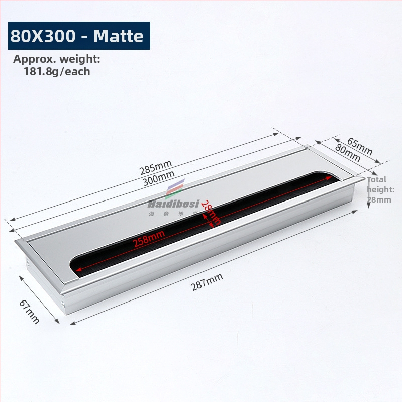 Haidi bos Hdbs kabelių dėžutė su šepetėliu skirta stalo kabelių tvarkymui - aliuminio lydinys, modernus minimalistinis dizainas