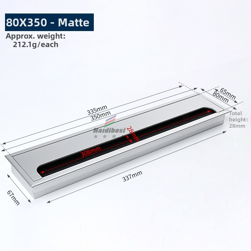 Haidi bos Hdbs kabelių dėžutė su šepetėliu skirta stalo kabelių tvarkymui - aliuminio lydinys, modernus minimalistinis dizainas