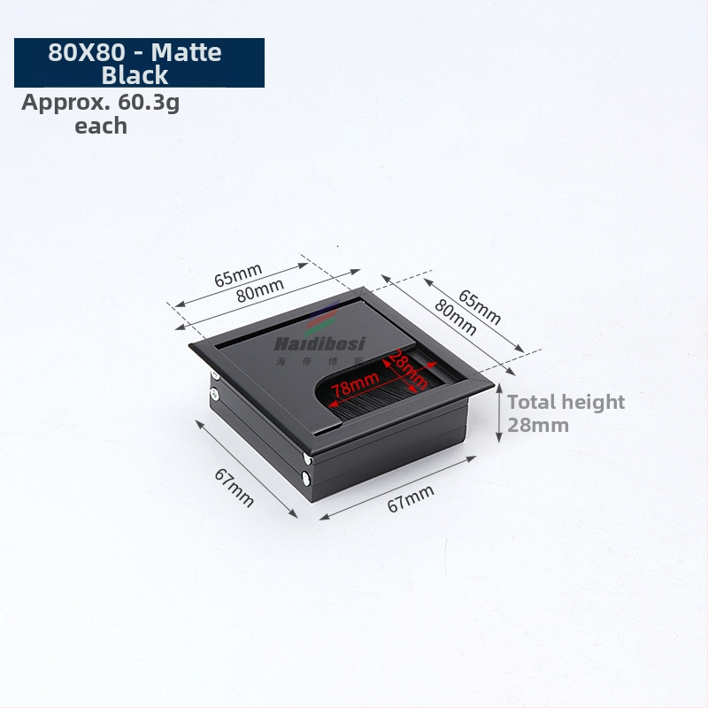 Haidi bos Hdbs kabelių dėžutė su šepetėliu skirta stalo kabelių tvarkymui - aliuminio lydinys, modernus minimalistinis dizainas