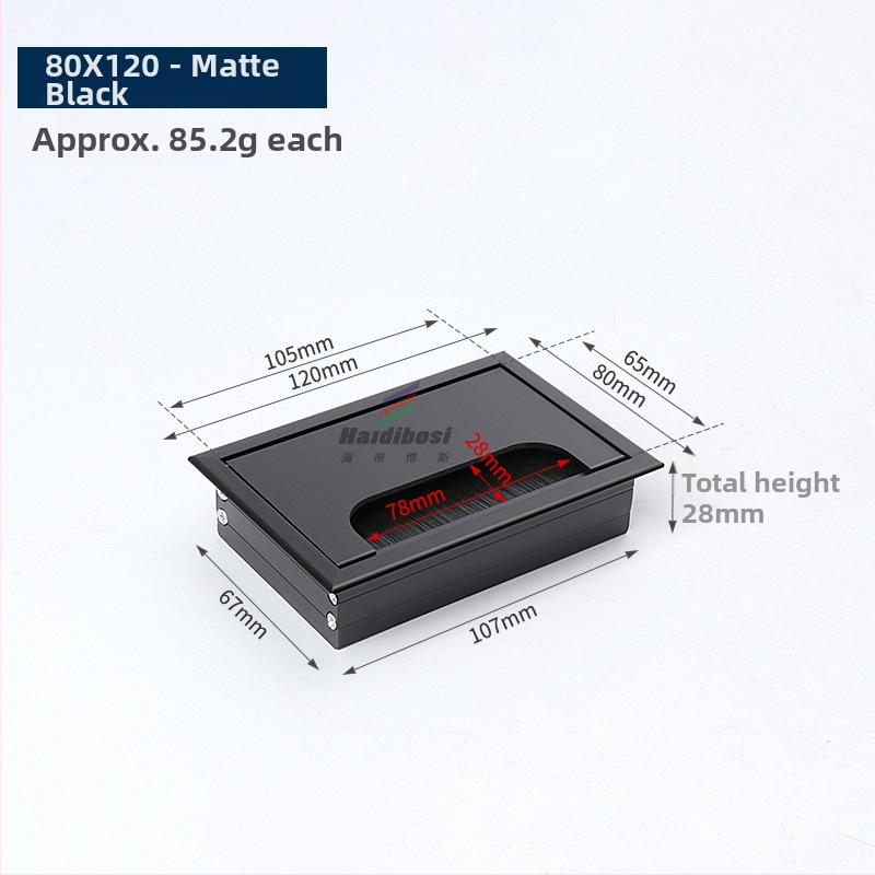 Haidi bos Hdbs kabelių dėžutė su šepetėliu skirta stalo kabelių tvarkymui - aliuminio lydinys, modernus minimalistinis dizainas