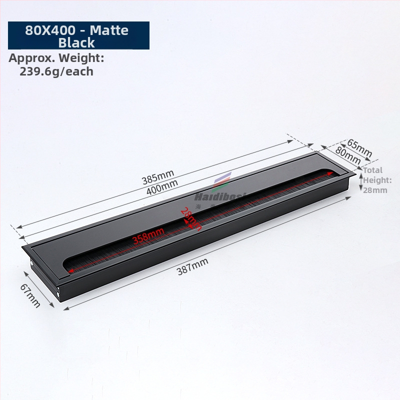 Haidi bos Hdbs kabelių dėžutė su šepetėliu skirta stalo kabelių tvarkymui - aliuminio lydinys, modernus minimalistinis dizainas