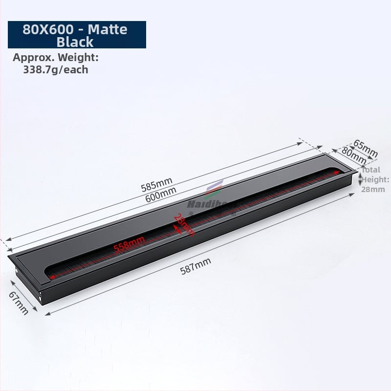 Haidi bos Hdbs kabelių dėžutė su šepetėliu skirta stalo kabelių tvarkymui - aliuminio lydinys, modernus minimalistinis dizainas