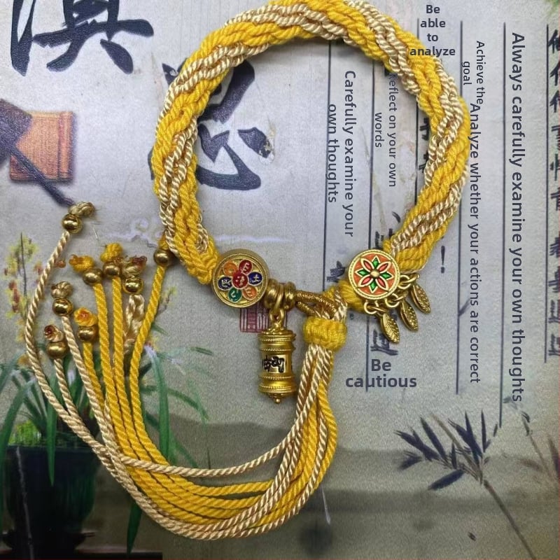 Rokassprādze, rokām adīta aukla, etniska stila, unisex (Materiāls: aukla; Pārstrādes tehnika: aušana; Pavasaris 2025; Zīmols: Dream cherish)