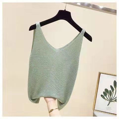 Ženski ice silk top s rhinestones, bez naramenica, V-izrez, ležerni ljetni top