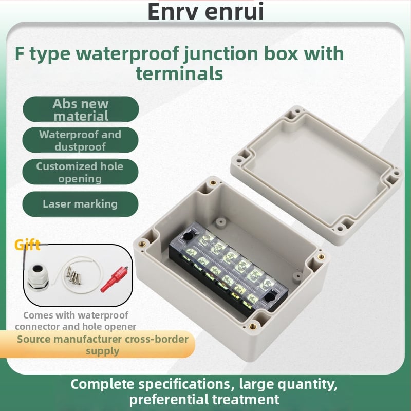Wenzhou enrui veekindel ühenduskast terminalidega, 1 sissepääs 2 väljundit, välistingimustesse tööstuslikuks kasutamiseks