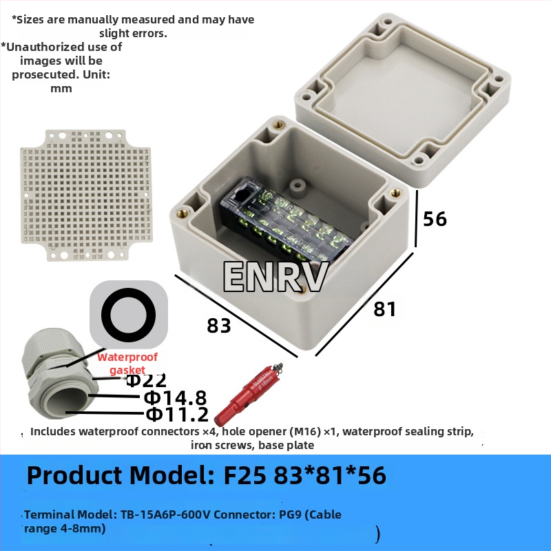 Wenzhou enrui veekindel ühenduskast terminalidega, 1 sissepääs 2 väljundit, välistingimustesse tööstuslikuks kasutamiseks