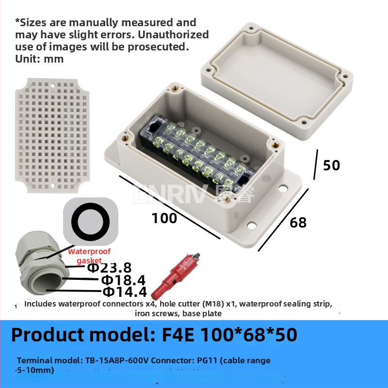 Wenzhou enrui veekindel ühenduskast terminalidega, 1 sissepääs 2 väljundit, välistingimustesse tööstuslikuks kasutamiseks