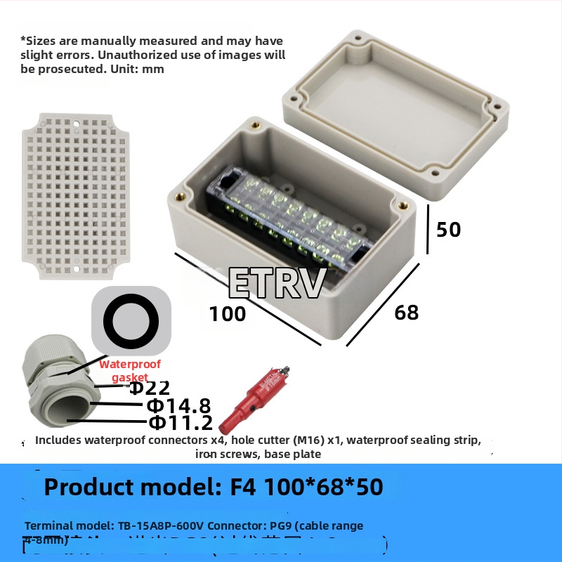 Wenzhou enrui veekindel ühenduskast terminalidega, 1 sissepääs 2 väljundit, välistingimustesse tööstuslikuks kasutamiseks