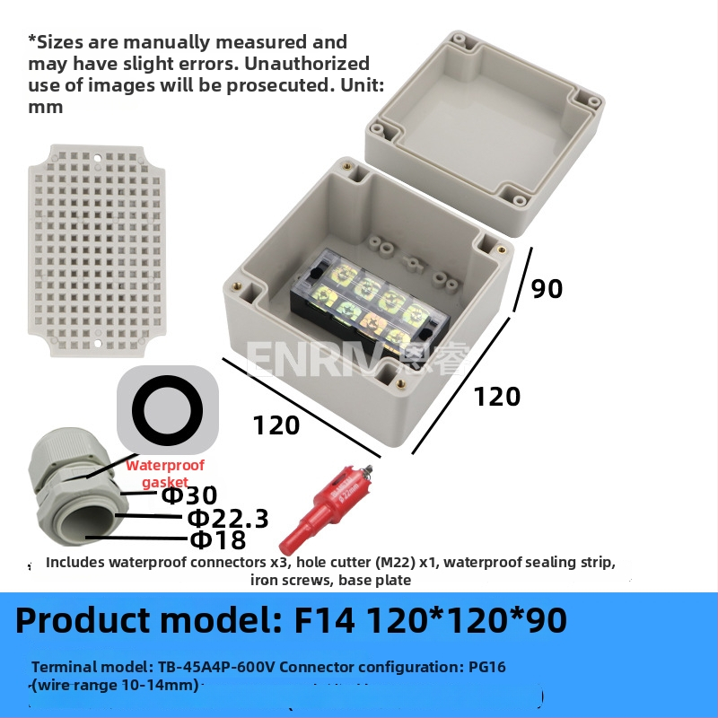 Wenzhou enrui veekindel ühenduskast terminalidega, 1 sissepääs 2 väljundit, välistingimustesse tööstuslikuks kasutamiseks