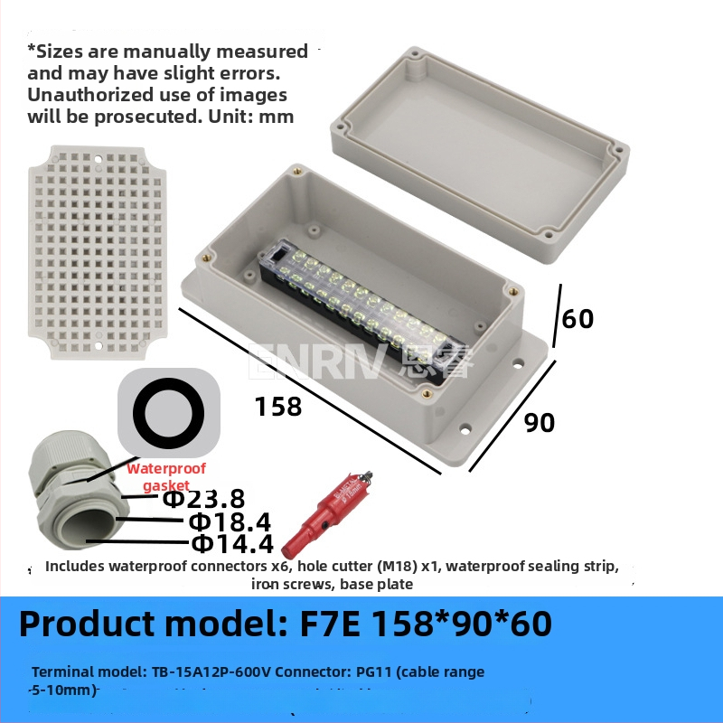 Wenzhou enrui veekindel ühenduskast terminalidega, 1 sissepääs 2 väljundit, välistingimustesse tööstuslikuks kasutamiseks