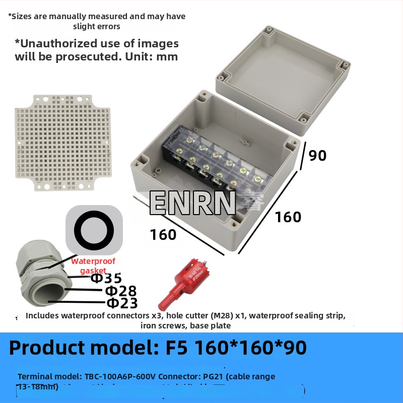 Wenzhou enrui veekindel ühenduskast terminalidega, 1 sissepääs 2 väljundit, välistingimustesse tööstuslikuks kasutamiseks