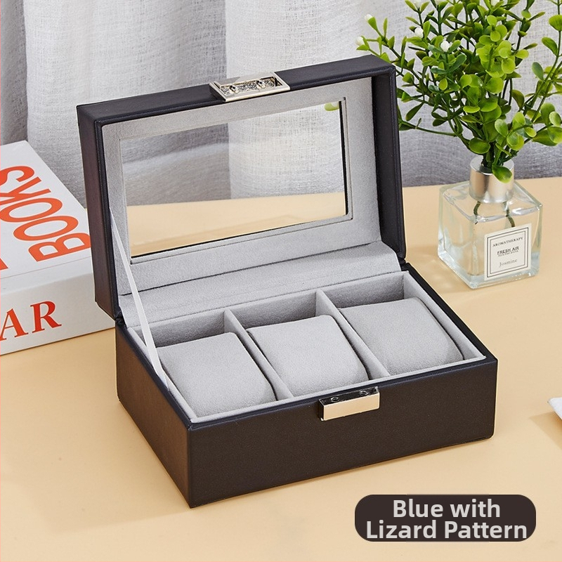 Bőr óratároló doboz 1 rekesz, átlátszó fedéllel, otthoni használatra, súly 246 g