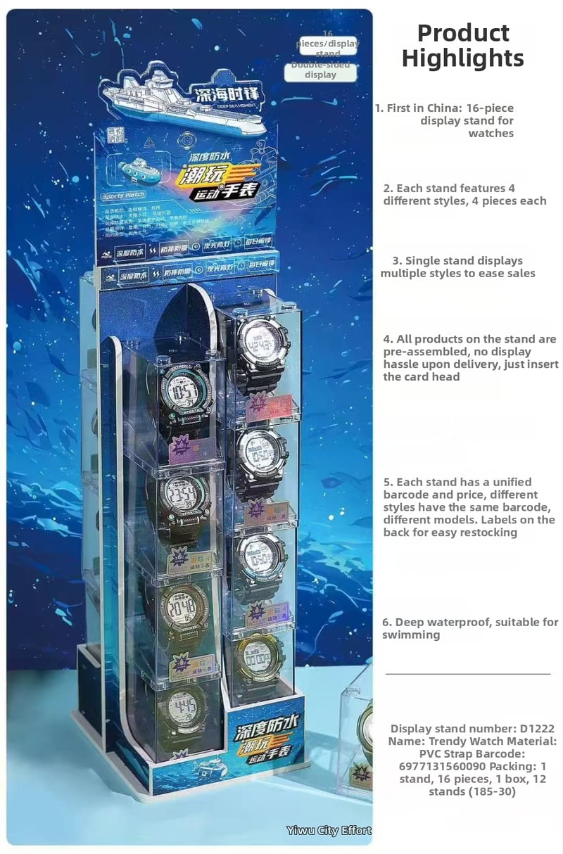 Elektroniline laste kell digitaalse kuvaga, ümmargune näidik, korpus ja rihm resinist, veekindel kuni 25 m