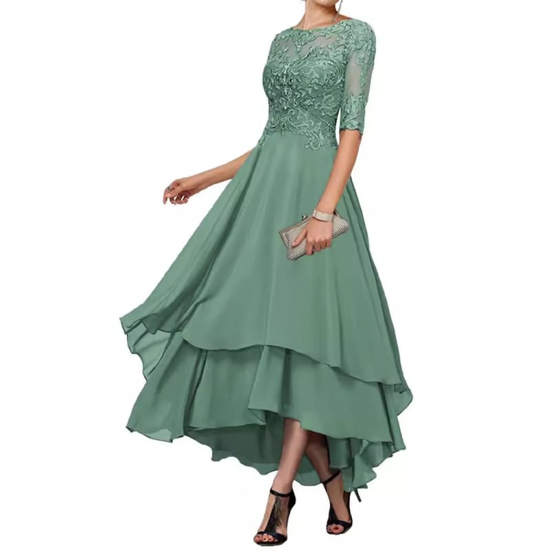 Večernja haljina, poliester, kratki rukavi, U oblik izreza, reljefna tekstura