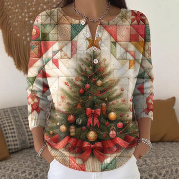 3D nyomtatású polo pulóver, hosszú ujjú, poliészter anyag, 4 gombos placket, lazább japán-koreai stílus (3D nyomtatás; 4 gombos placket; poliészter 95%+; hosszú ujjú)