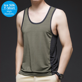 Muški potkošulja Ice Silk, ljeto, bez rukava, brzo suši, poliester 95%