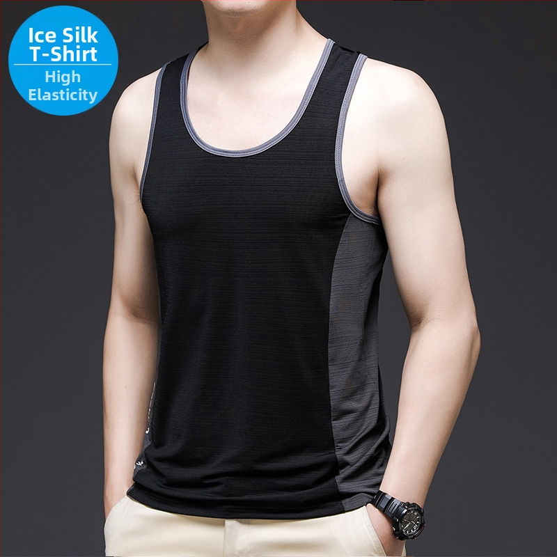 Muški potkošulja Ice Silk, ljeto, bez rukava, brzo suši, poliester 95%