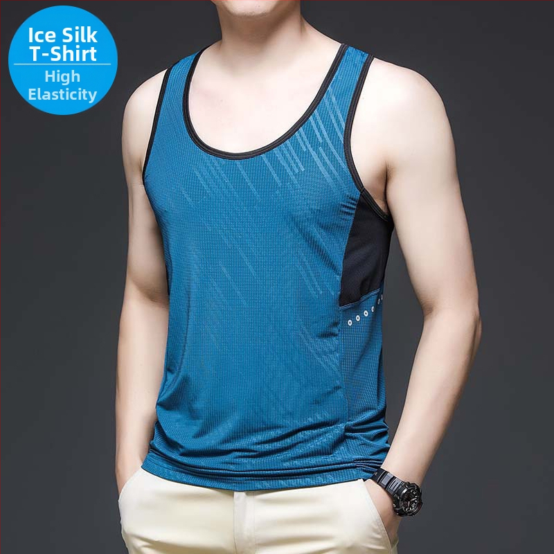 Muški potkošulja Ice Silk, ljeto, bez rukava, brzo suši, poliester 95%