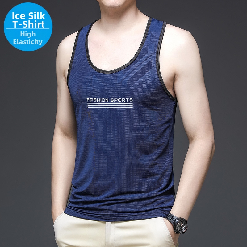 Muški potkošulja Ice Silk, ljeto, bez rukava, brzo suši, poliester 95%