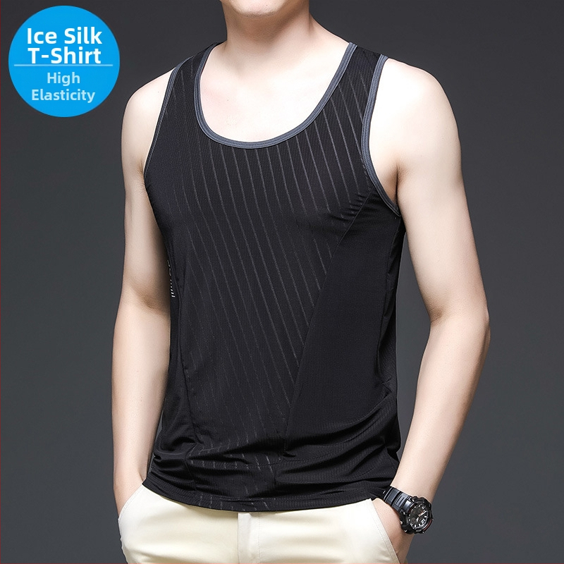 Muški potkošulja Ice Silk, ljeto, bez rukava, brzo suši, poliester 95%