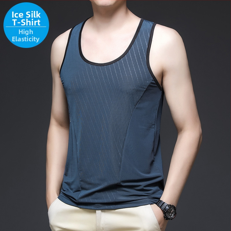 Muški potkošulja Ice Silk, ljeto, bez rukava, brzo suši, poliester 95%