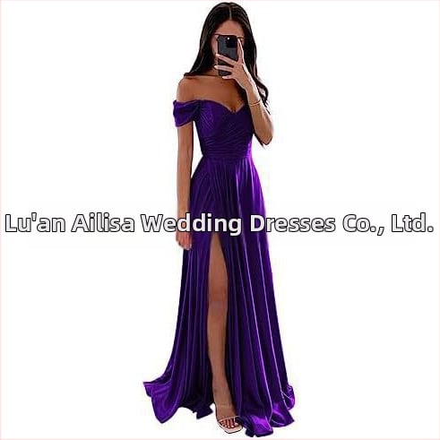 Вечерна рокля с една рамо, без ръкави, дълга, с висока талия, тънък силует, полиестерова материя