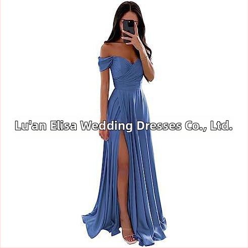 Вечерна рокля с една рамо, без ръкави, дълга, с висока талия, тънък силует, полиестерова материя