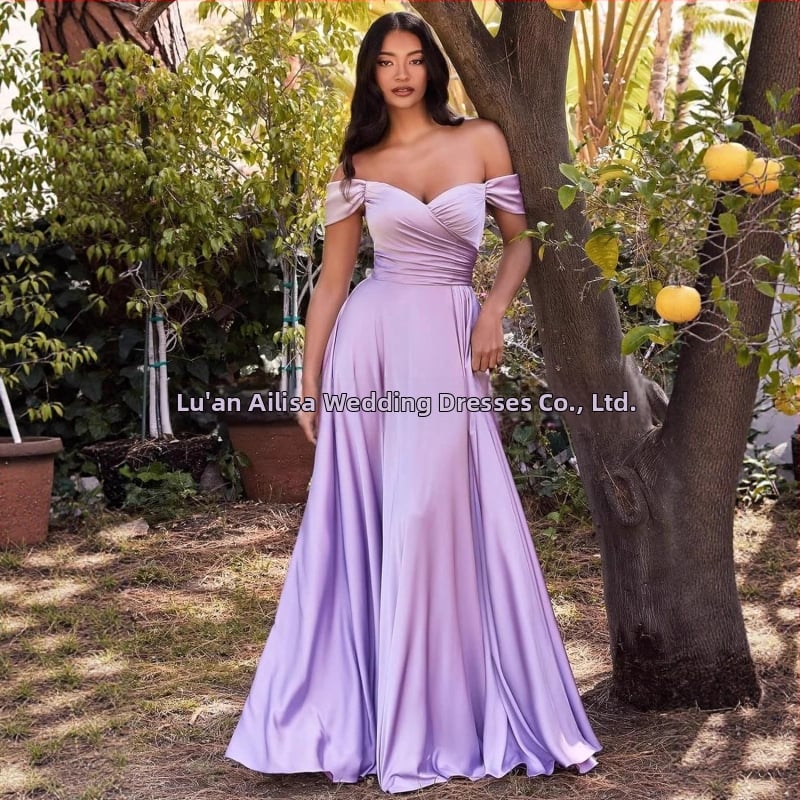 Вечерна рокля с една рамо, без ръкави, дълга, с висока талия, тънък силует, полиестерова материя