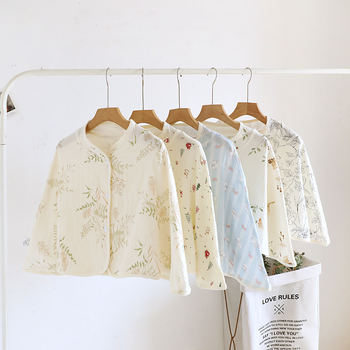 Ženski pončo za ramena od čiste pamucne gaze, ženska spavaća pidžama za proleće-leto-jesen, jednostavan stil, karikatura uzorak, održava toplinu