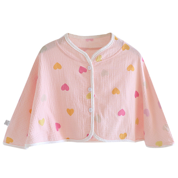 Ženski pončo za ramena od čiste pamucne gaze, ženska spavaća pidžama za proleće-leto-jesen, jednostavan stil, karikatura uzorak, održava toplinu