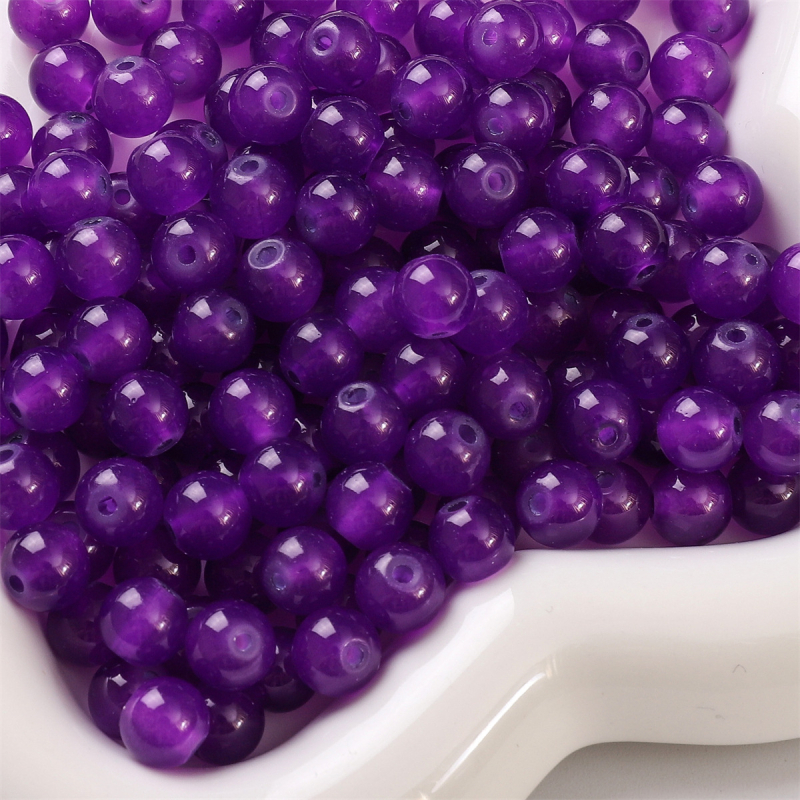 Staklene želatino perle jedne boje, imitacija jadeita, okrugle labave perle za DIY ogrlice i narukvice