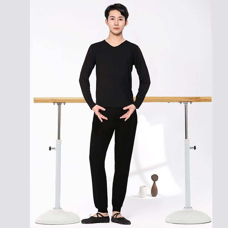 Σετ χορού για άνδρες – χαλαρό σετ κορυφής και παντελονιών για μοντέρνους, λατινικούς και λαϊκούς χορούς – ύφασμα Corduroy, σύνθεση: Λινό