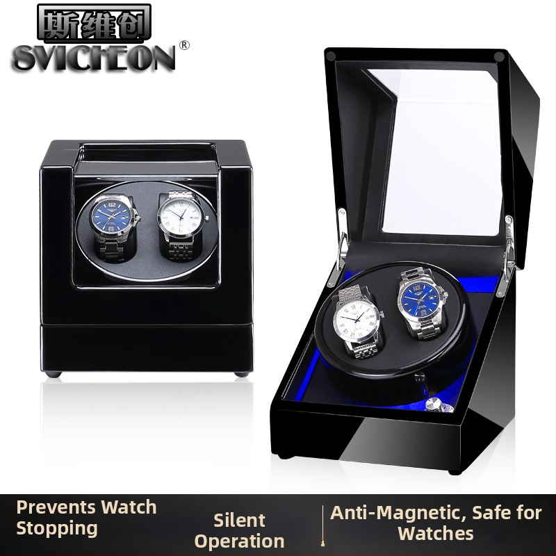Box na navíjanie hodiniek pre automatické mechanické hodinky | Model SVC2000, MDF doska s povrchom piano, ručné brúsenie a leštenie