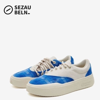 SEZAU-BELN sportiniai bateliai — apvali nosis, drobės viršus, žemas siluetas, klininis kulnas 3–5 cm, gumos padas