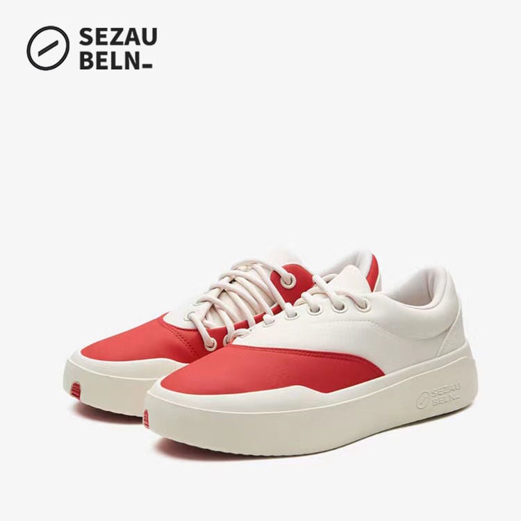 SEZAU-BELN sportiniai bateliai — apvali nosis, drobės viršus, žemas siluetas, klininis kulnas 3–5 cm, gumos padas