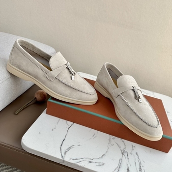 Unisex suede loaferiai, slip-on, apvali nosis, avies odos viršus, gumos padas