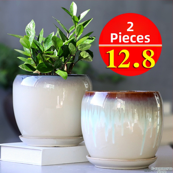 Keramikas puķu pods ar paliktni, olu formā, vienkāršs stils, stāvošs uz grīdas, piemērots mājas un dārza audzēšanai