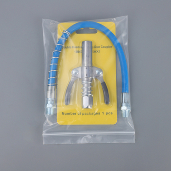 Tepalų jungčių rinkinys su dviejų rankenų užrakinimu, aukšto slėgio, savarankiškai užrakinamas plokščio galvutės tepalų jungtis — Medžiaga: lydinys; Darbinis slėgis: kreipkitės į klientų aptarnavimą; Panaudojimas: tepalų pistolei; Maitinimas: rankinis