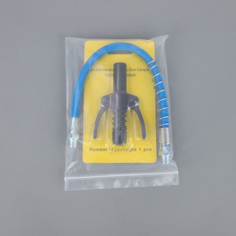 Tepalų jungčių rinkinys su dviejų rankenų užrakinimu, aukšto slėgio, savarankiškai užrakinamas plokščio galvutės tepalų jungtis — Medžiaga: lydinys; Darbinis slėgis: kreipkitės į klientų aptarnavimą; Panaudojimas: tepalų pistolei; Maitinimas: rankinis