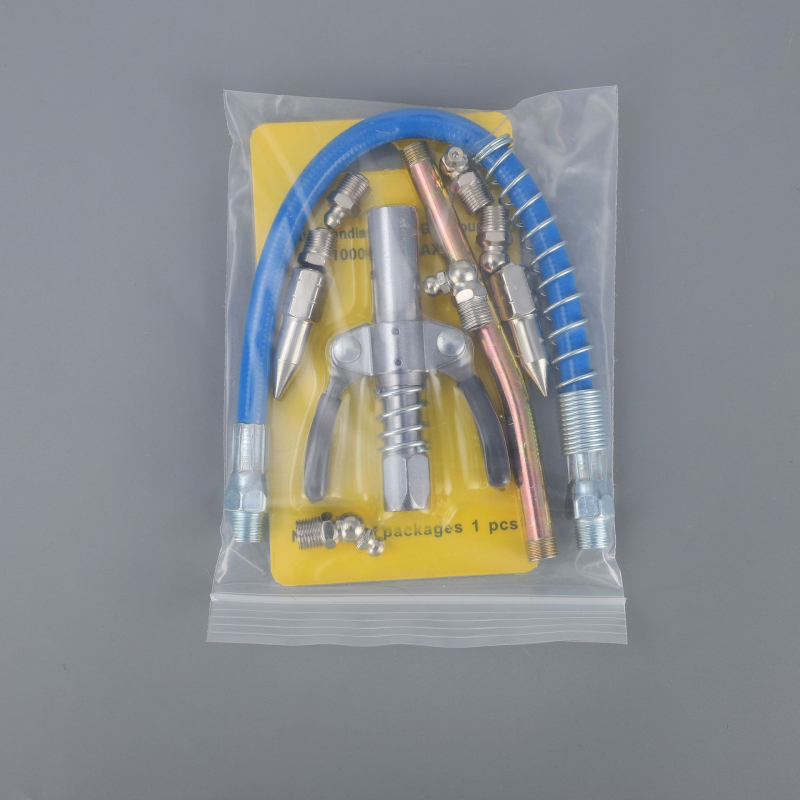 Tepalų jungčių rinkinys su dviejų rankenų užrakinimu, aukšto slėgio, savarankiškai užrakinamas plokščio galvutės tepalų jungtis — Medžiaga: lydinys; Darbinis slėgis: kreipkitės į klientų aptarnavimą; Panaudojimas: tepalų pistolei; Maitinimas: rankinis