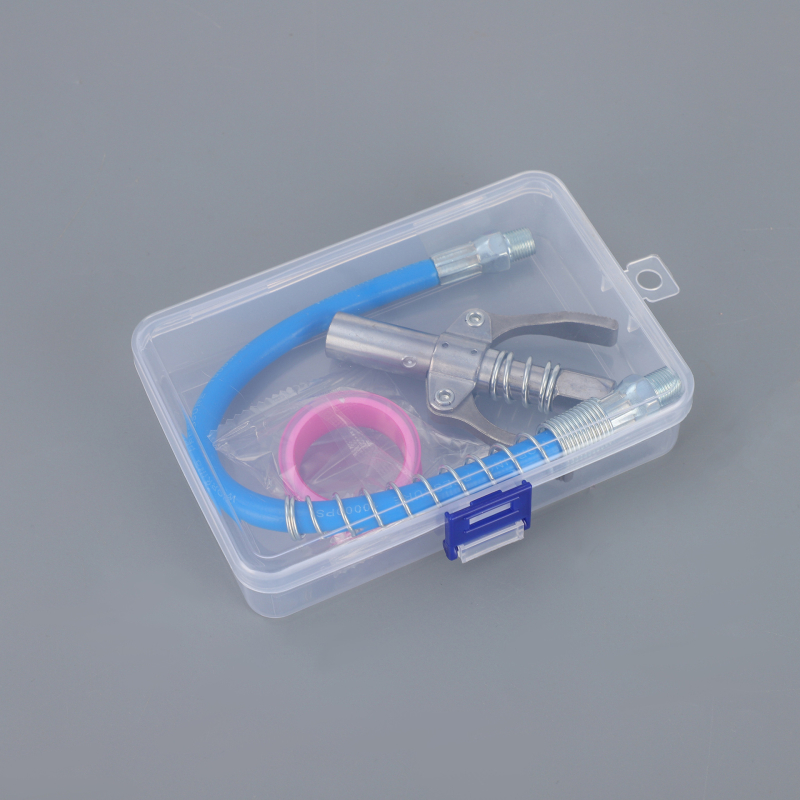 Tepalų jungčių rinkinys su dviejų rankenų užrakinimu, aukšto slėgio, savarankiškai užrakinamas plokščio galvutės tepalų jungtis — Medžiaga: lydinys; Darbinis slėgis: kreipkitės į klientų aptarnavimą; Panaudojimas: tepalų pistolei; Maitinimas: rankinis