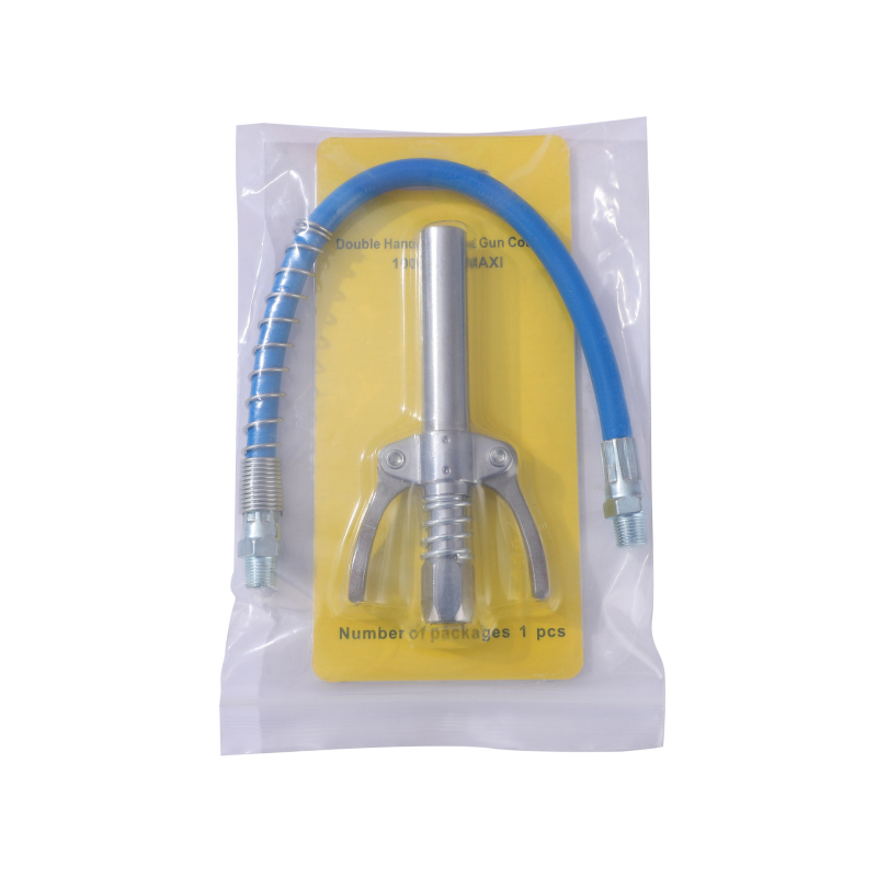 Tepalų jungčių rinkinys su dviejų rankenų užrakinimu, aukšto slėgio, savarankiškai užrakinamas plokščio galvutės tepalų jungtis — Medžiaga: lydinys; Darbinis slėgis: kreipkitės į klientų aptarnavimą; Panaudojimas: tepalų pistolei; Maitinimas: rankinis