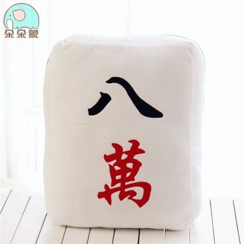 Mahjong párna - plüss külső, egyszínű dizájn, PP pamut töltet, nyomtatott szövés, modern minimál stílus