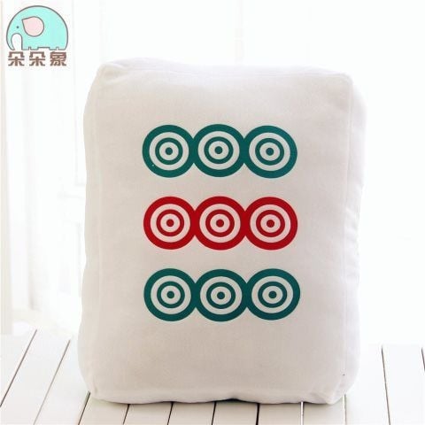 Mahjong párna - plüss külső, egyszínű dizájn, PP pamut töltet, nyomtatott szövés, modern minimál stílus