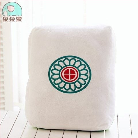 Mahjong párna - plüss külső, egyszínű dizájn, PP pamut töltet, nyomtatott szövés, modern minimál stílus