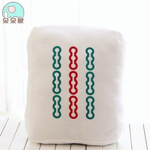 Mahjong párna - plüss külső, egyszínű dizájn, PP pamut töltet, nyomtatott szövés, modern minimál stílus