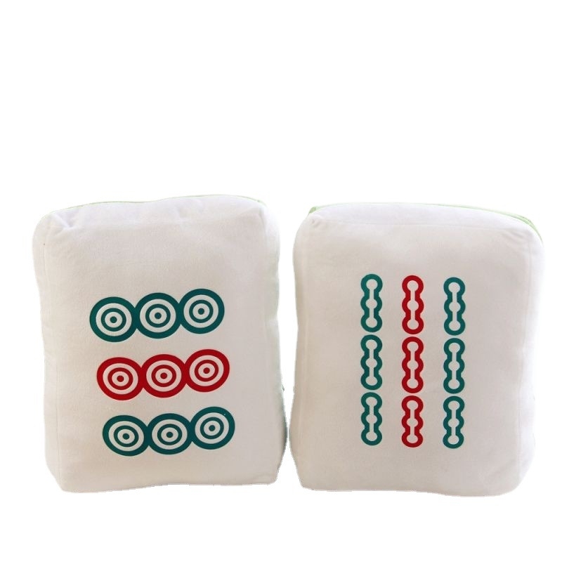 Mahjong párna - plüss külső, egyszínű dizájn, PP pamut töltet, nyomtatott szövés, modern minimál stílus