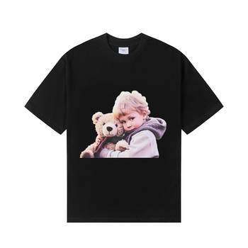 Korejiešu stila ikdienas kokvilnas T-krekls ar apļu kaklu, īsām piedurknēm, drukā ar burtiem un karikatūrām (Pavasaris–Vasara 2025, 95%+ kokvilna)